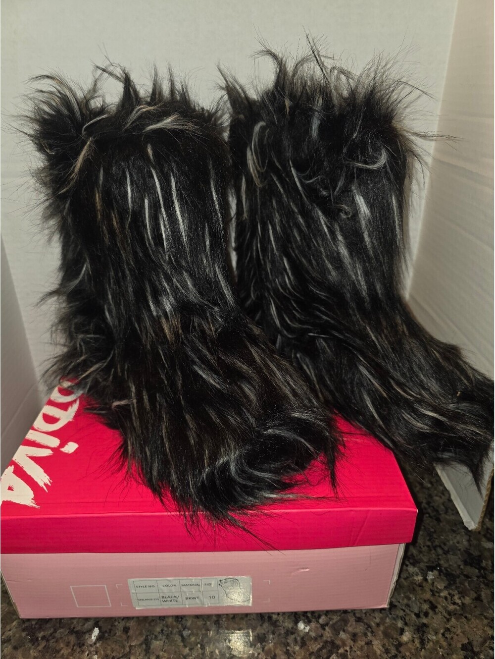 Women's Fur Snow Winter Warm Plush Boots Mid Calf Boots Furry Cute Girl Shoes